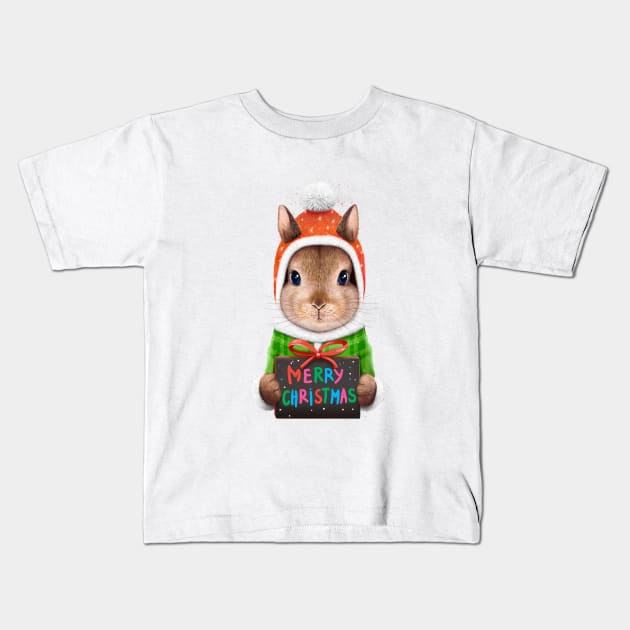 Christmas rabbit Kids T-Shirt by kodamorkovkart